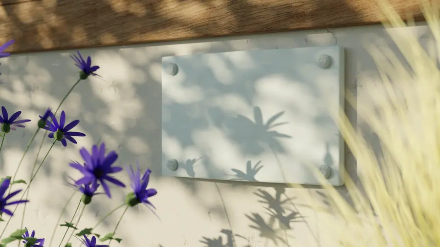 Illustration of a sealed crawl space vent cover on an exterior wall with subtle cracks.